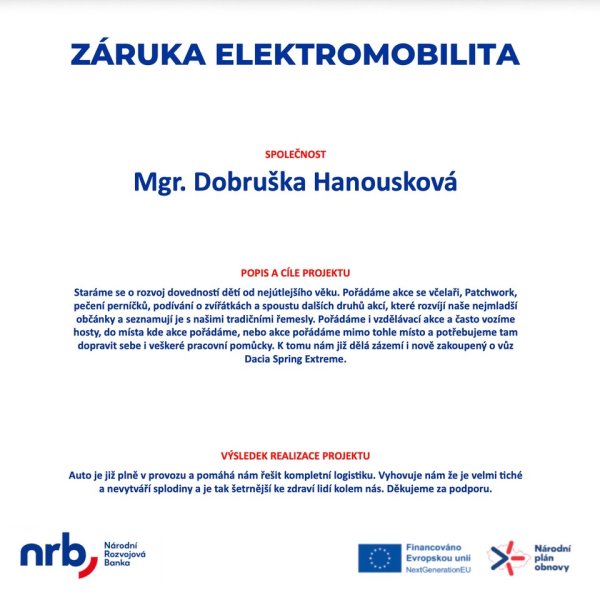 Dokument o projektu nakladatelství Dobrunka